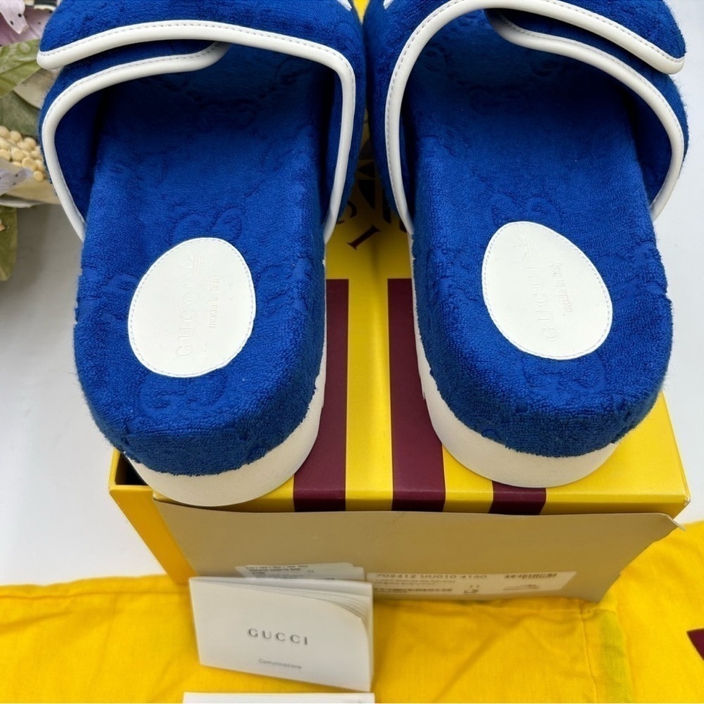 Men’s Gucci X Adidas GG monogram sandals size 11 made in Italy - Picture 6 of 8